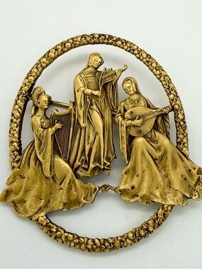 MFA Museum of Fine Art Gold-Tone Musical Maiden Brooch Pin